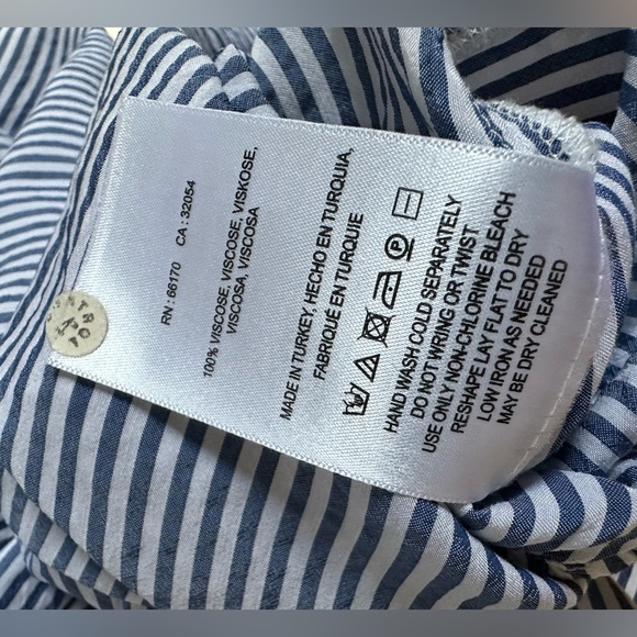 Anthropologie Maeve Blue Sadie Striped Button-Up Top Small Petite - Picture 6 of 10